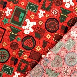 Tecido de Algodão Natal Mágico Fundo Vermelho | Tissus Loup