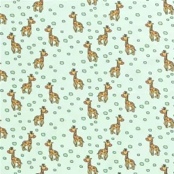 Tecido Jersey Algodão Pequena Girafa Fundo anis pastel | Tissus Loup