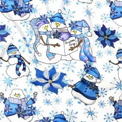Tecido de Algodão Boneco de Neve com gorro azul | Tissus Loup