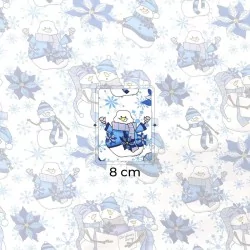Tecido de Algodão Boneco de Neve com gorro azul | Tissus Loup
