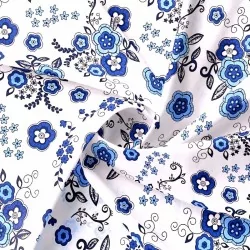 Tecido de Algodão Flores Azuis | Tissus Loup