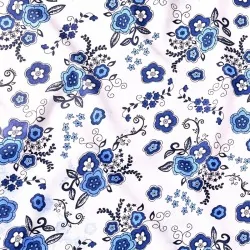 Tecido de Algodão Flores Azuis | Tissus Loup