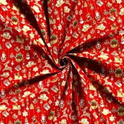 Tecido de Algodão Decoração de Natal fundo vermelho |Tissus Loup
