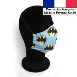 Máscara de proteção barreira Batman design na moda reutilizável AFNOR | Tissus Loup