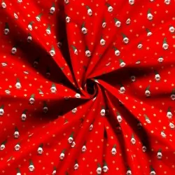 Tecido de Algodão Duendes de Natal e Estrelas Douradas fundo vermelho |Tissus Loup