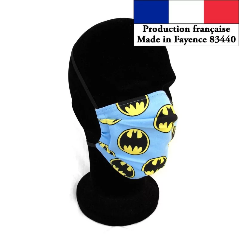 Máscara de proteção Batman Leve verão reutilizável AFNOR Made in Fayence | Tissus Loup