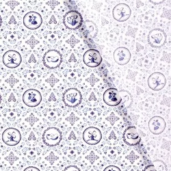 Tecido de algodão Faiança de Delft com padrão holandês azul e branco | Tissus Loup