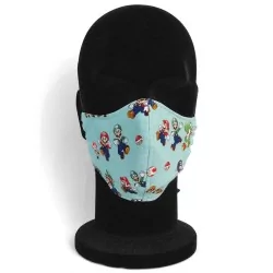 Máscara de proteção barreira Mario Luigi turquesa design moderno reutilizável AFNOR | Tissus Loup