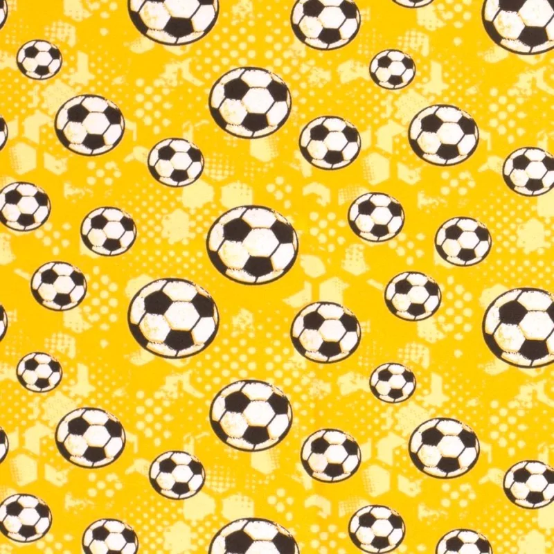 Tecido Jersey algodão Futebol fundo amarelo | Tissus Loup