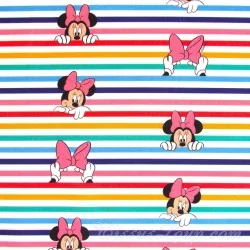 Tecido de Algodão Minnie Mouse Listras Arco-Íris | Tissus Loup