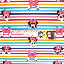 Tecido de Algodão Minnie Mouse Listras Arco-Íris Disney | Tissus Loup