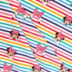 Tecido de Algodão Minnie Mouse Listras Arco-Íris Disney | Tissus Loup