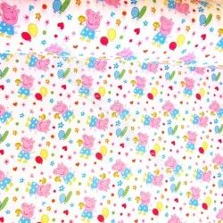 Tecido de algodão Peppa Pig Fundo Branco | Tissus Loup