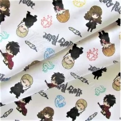 Tecido de Algodão Harry Potter Fundo Branco | Tissus Loup