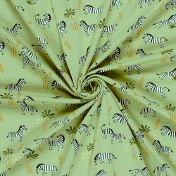 Tecido Jersey Zebras Fundo Verde Oliva | Tecidos Lobo