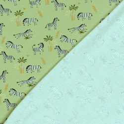 Tecido Jersey Zebras Fundo Verde Oliva | Tecidos Lobo