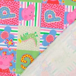 Tecido Jersey algodão Peppa Pig em Patchwork | Tecidos Lobo