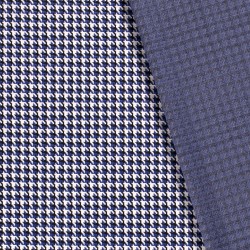 Tecido jersey jacquard pied-de-poule azul e preto | Tecidos Lobo