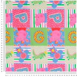 Tecido Jersey algodão Peppa Pig em Patchwork | Tecidos Lobo