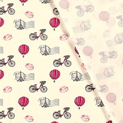 Tecido Paris de bicicleta e passeio de balão | Tissus Loup