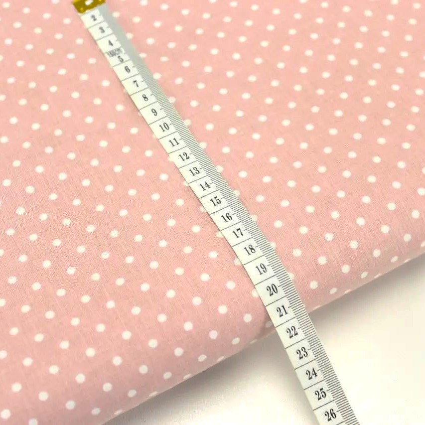 Tecido de Bolinhas Brancas 4mm Fundo Rosa Pó — 2