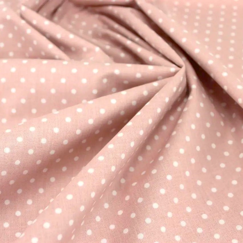 Tecido de Bolinhas Brancas 4mm Fundo Rosa Pó — 3