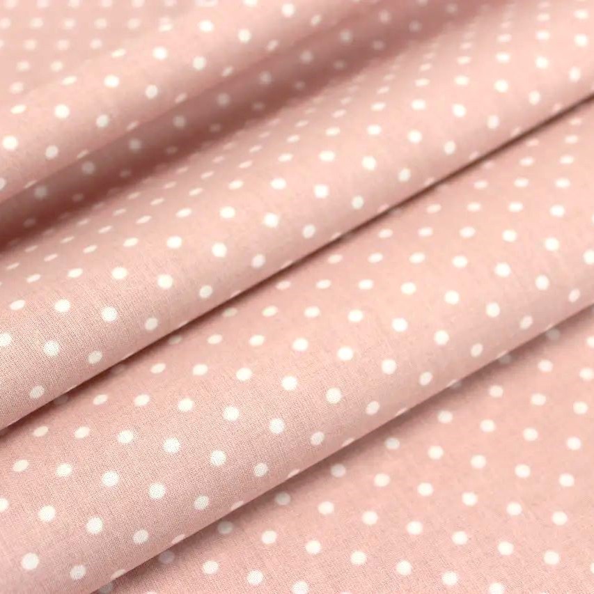 Tecido de Bolinhas Brancas 4mm Fundo Rosa Pó — 1