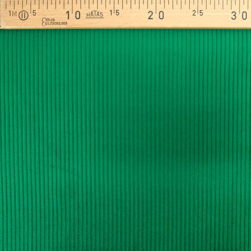 Tecido Veludo Cotelê Verde Manjericão com nervuras largas 5 mm — 2