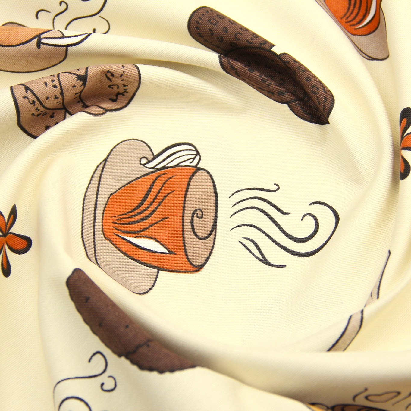 Tecido Decoração Semi Panamá Café e Biscoitos Fundo Creme — 4