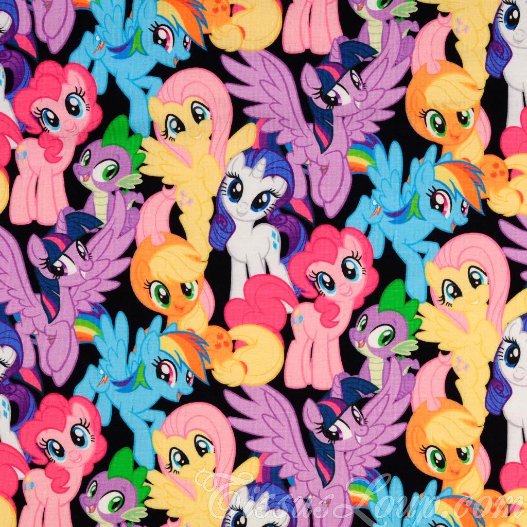 Tecido Jersey My Little Pony Fundo Preto Meu Pequeno Pônei — 1