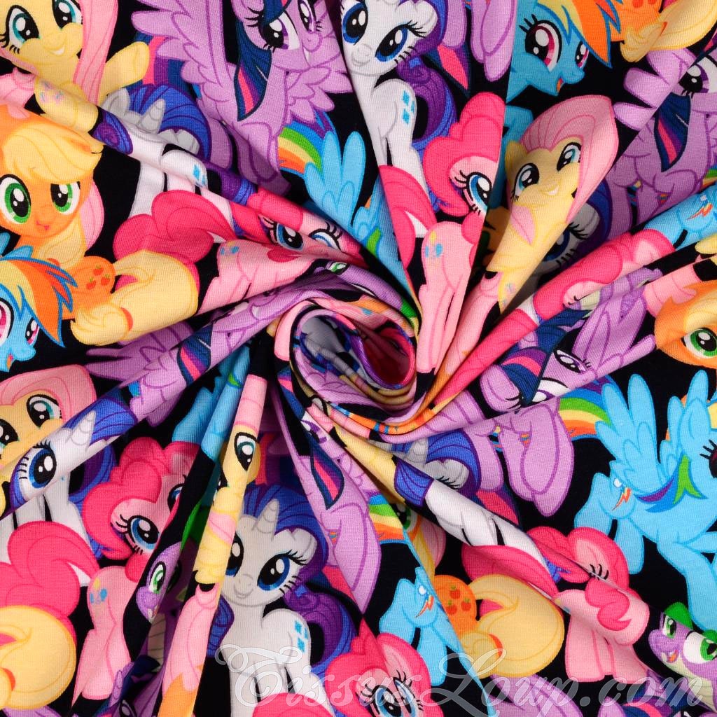 Tecido Jersey My Little Pony Fundo Preto Meu Pequeno Pônei — 3